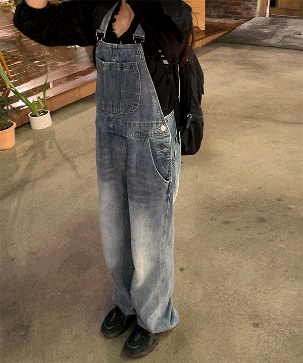 프라티 데님 오버롤 팬츠 (medium denim)