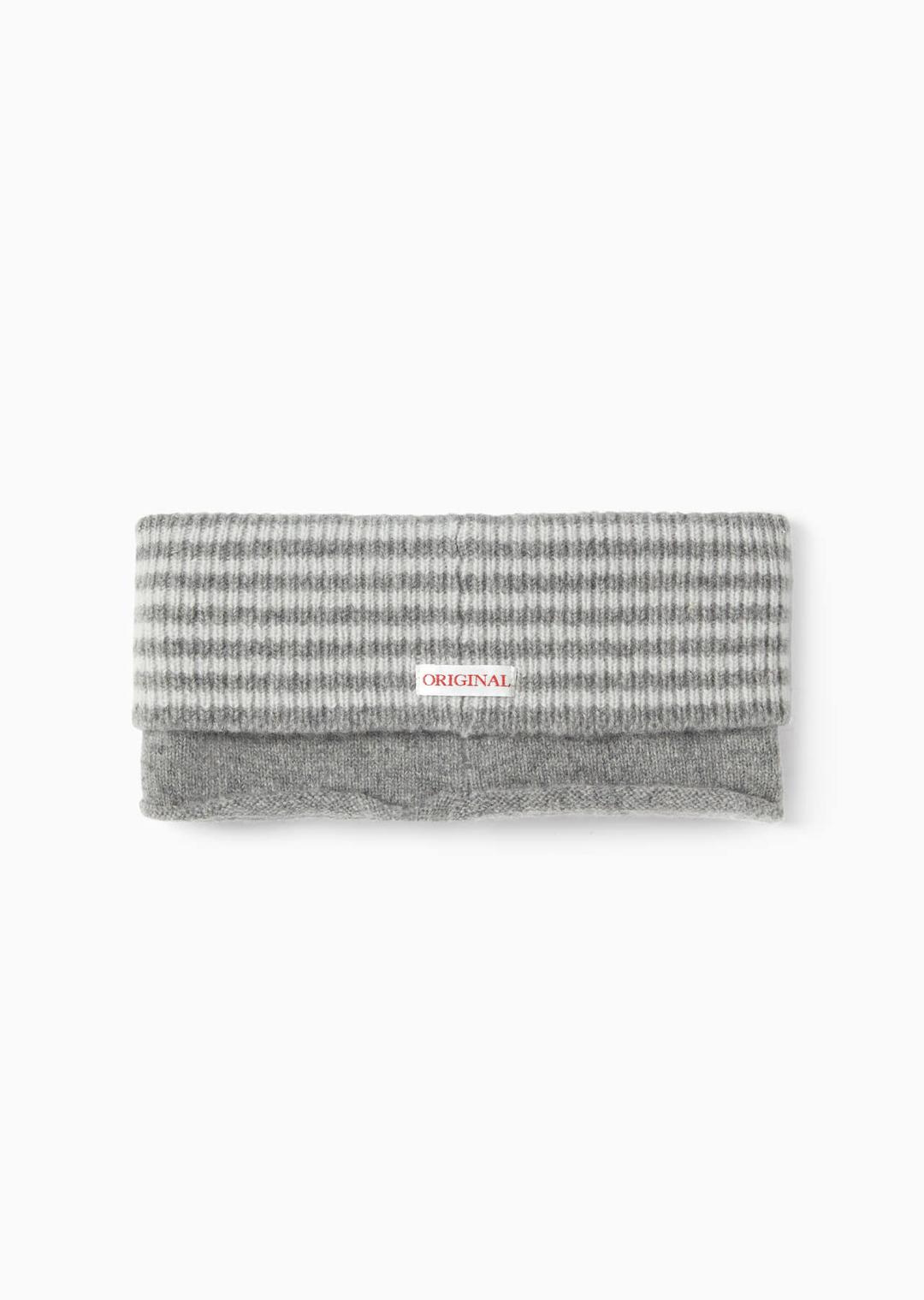 STRIPED WOOL HAIRBAND GRAY