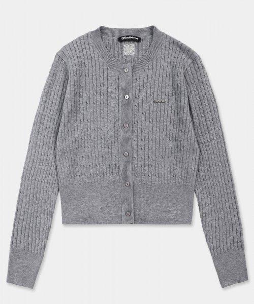 미니멀 로고 트위스트 가디건 - 그레이