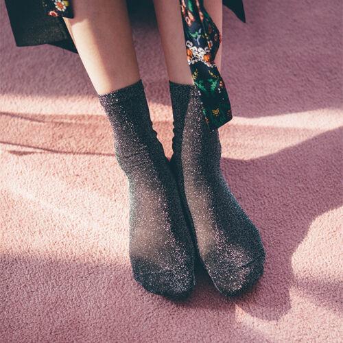 [비아리츠]6컬러 반짝이 메탈사 펄 글리터 시스루 발목 스타킹 양말_신디 펄