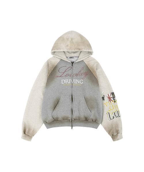 LOWKEY DIRTY ZIP HOODIE [OATMEAL]