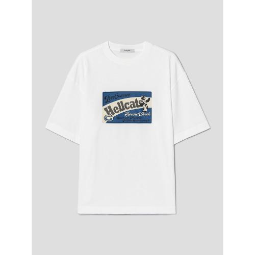 사각 레터링 그래픽 티셔츠  화이트