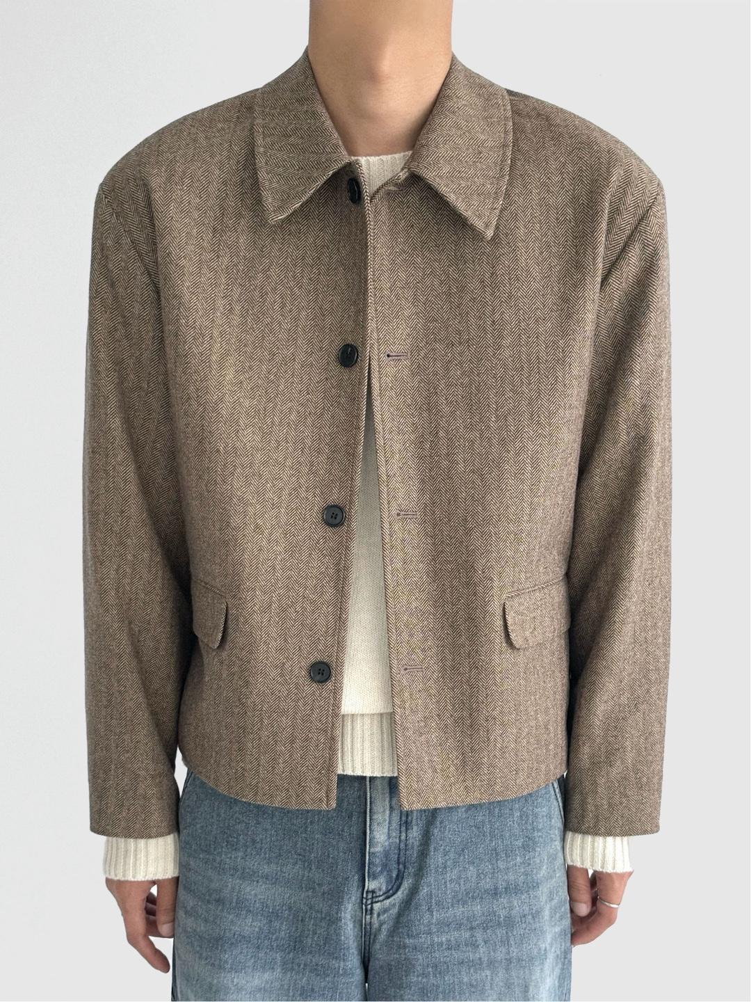크롭 헤링본 자켓 2color