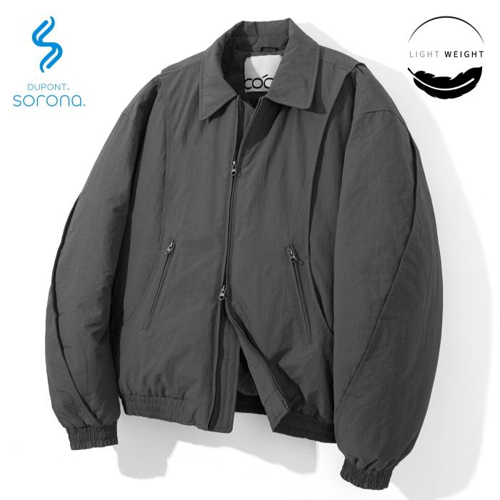 [12/12 예약][SORONA RECYCLE] 커브드 2WAY 항공점퍼 자켓 다크그레이 COOSJP045DGRAY