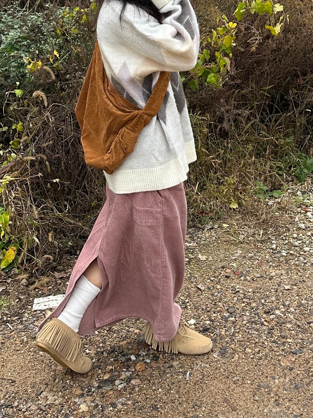 Corduroy carpenter long skirt / 골덴 카펜터 롱 스커트