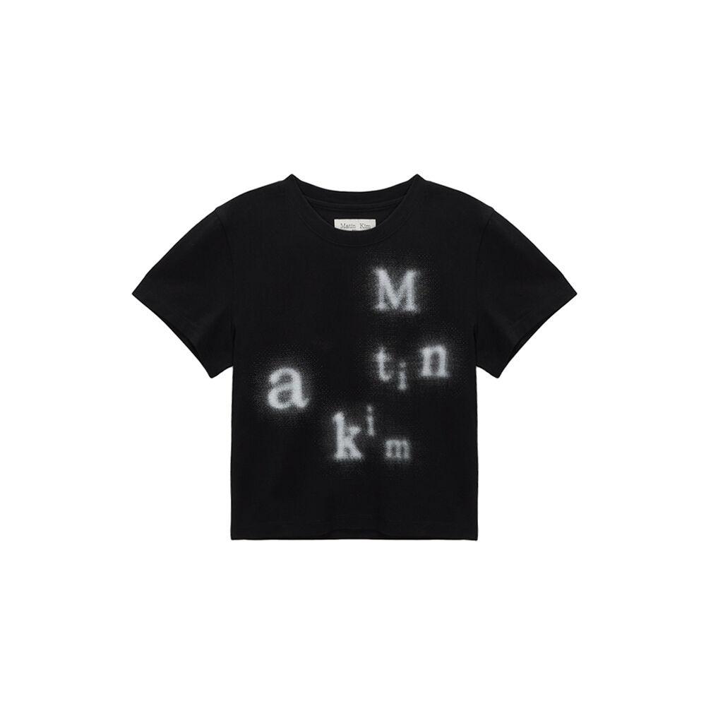 MATIN BLURRED LOGO CROP TOP IN BLACK