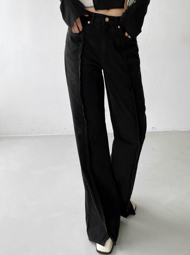 옴크 수술 컷팅 루즈핏 부츠컷 데님 팬츠