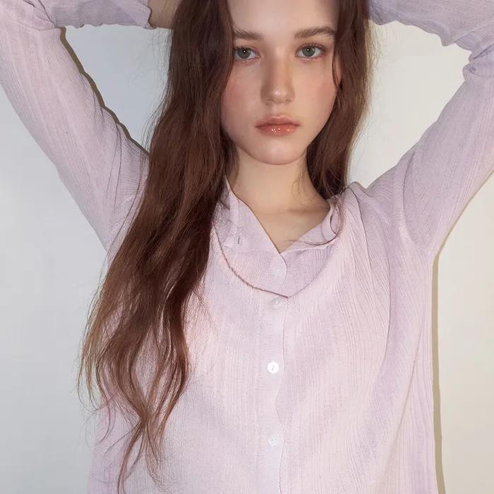 Linen Round Cardigan, Lavender Pink