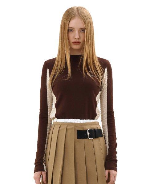 커브 롱 슬리브 티 [브라운]