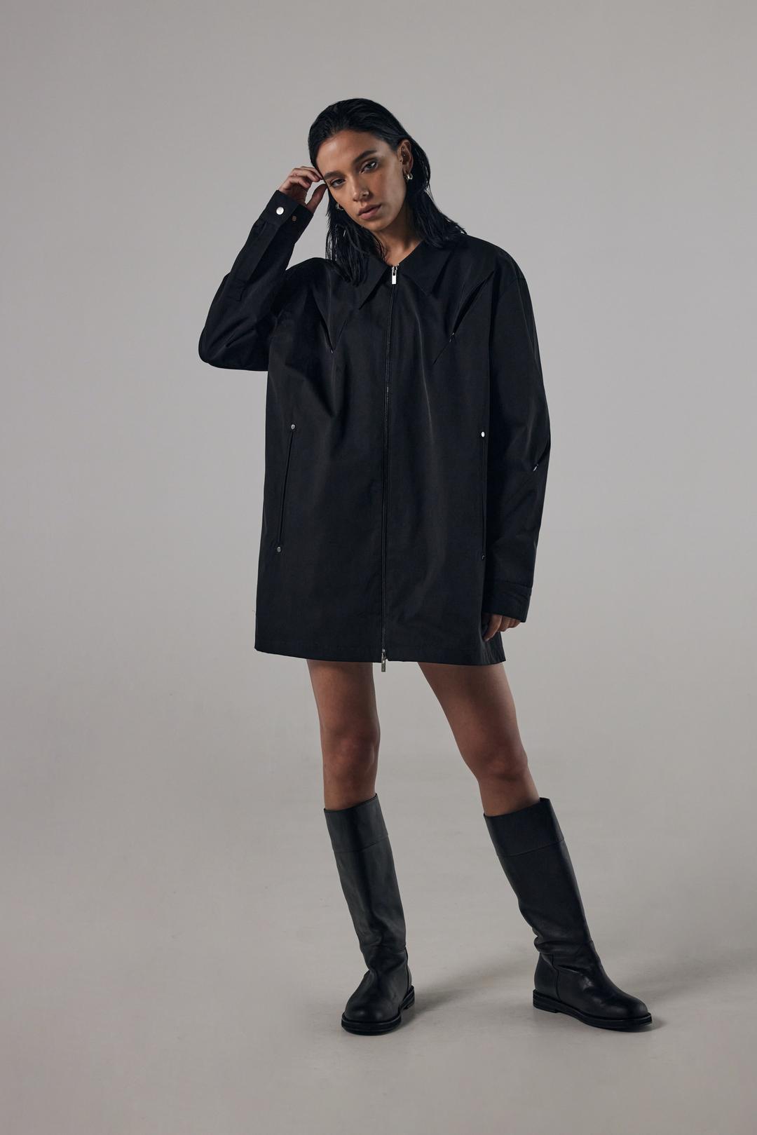 Hidden Zipper Incision Jacket [ Black ]
