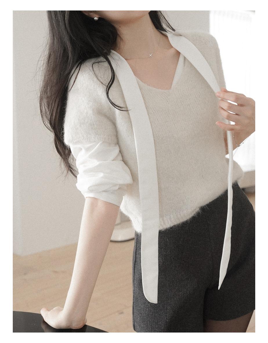 메르 알파카 브이 하프 니트 [아이보리]