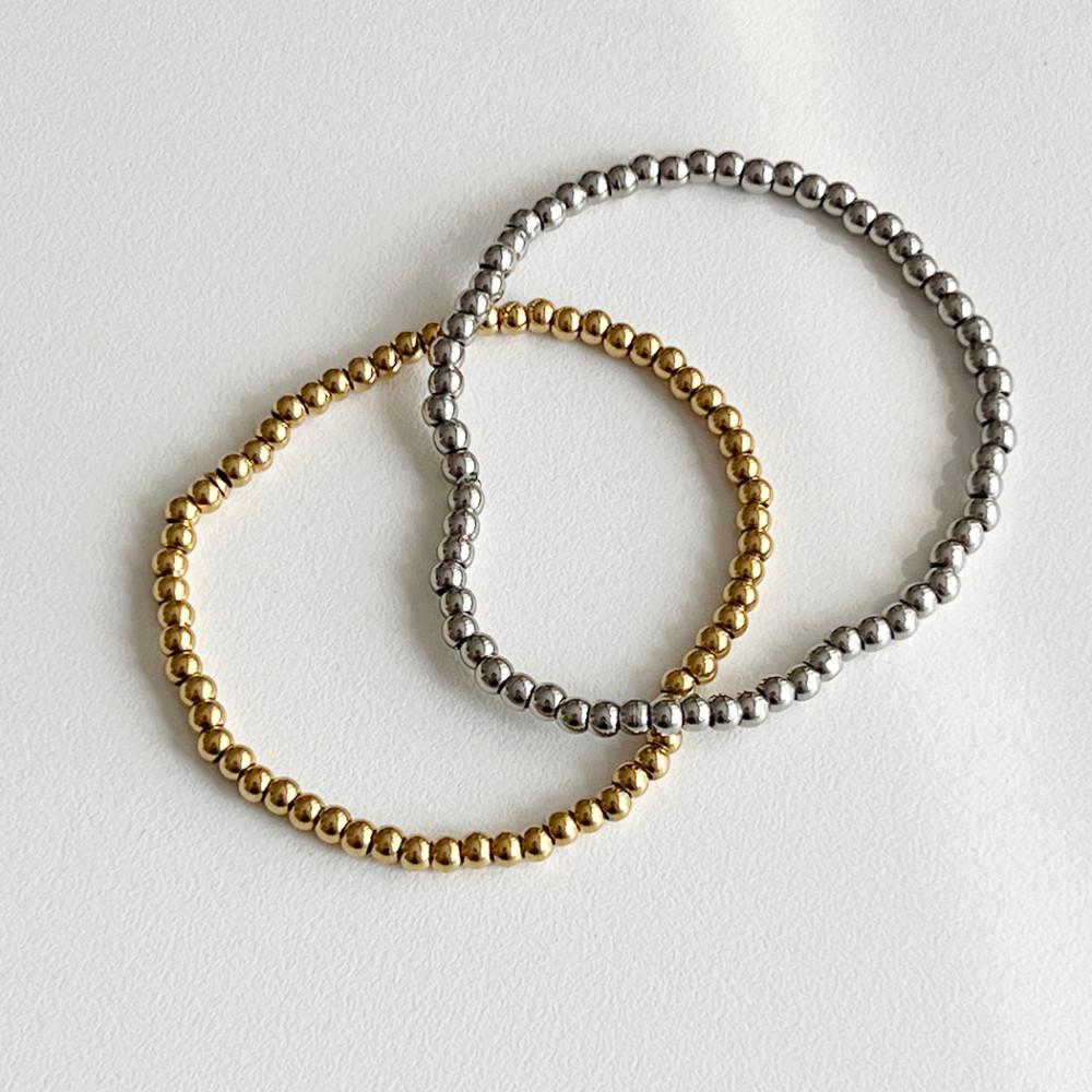 볼볼이 스틸 체인 밴딩 팔찌 써지컬스틸 2color 실버 골드