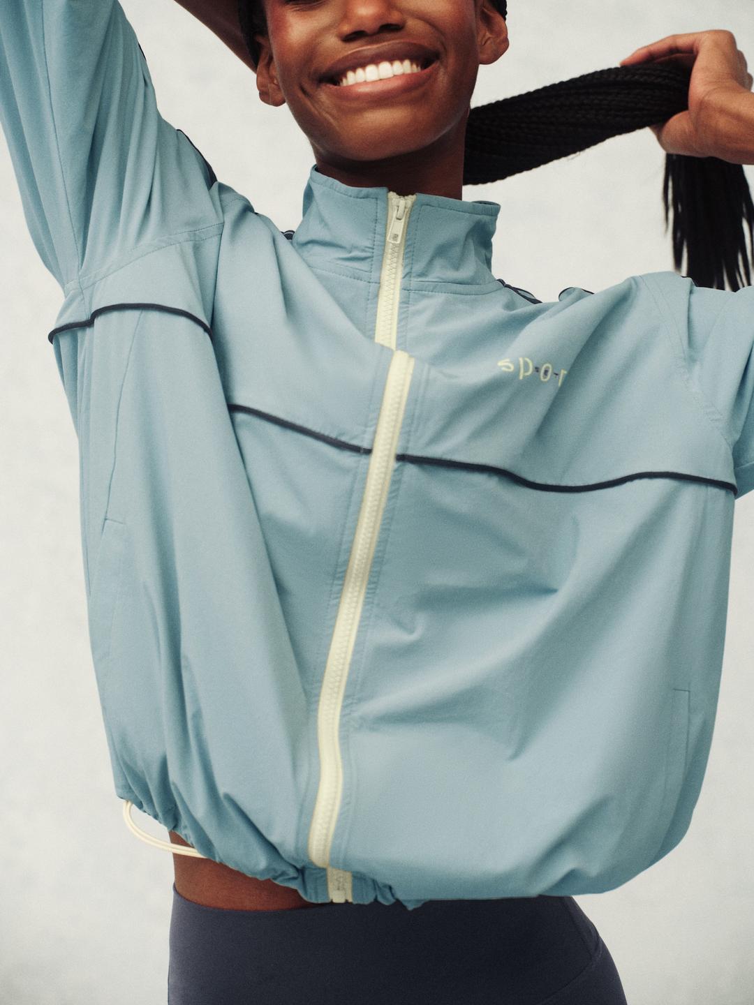 NYLON TRACK SEAM ZIP UP - WASHED - Washed / L