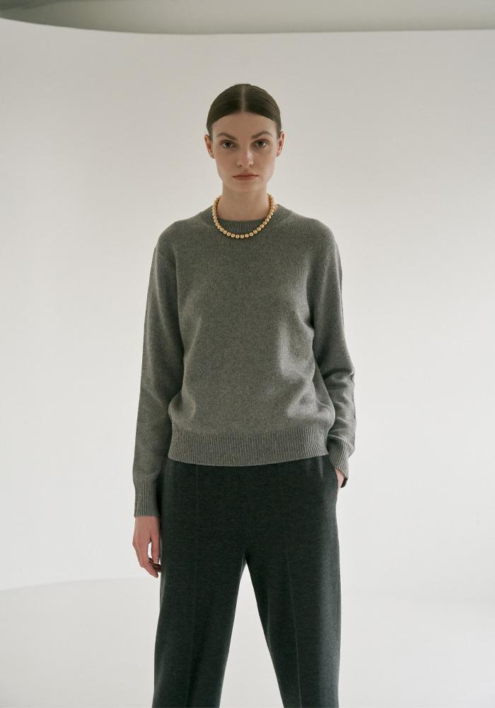 CASH STITCH ROUND NECK - GRAY