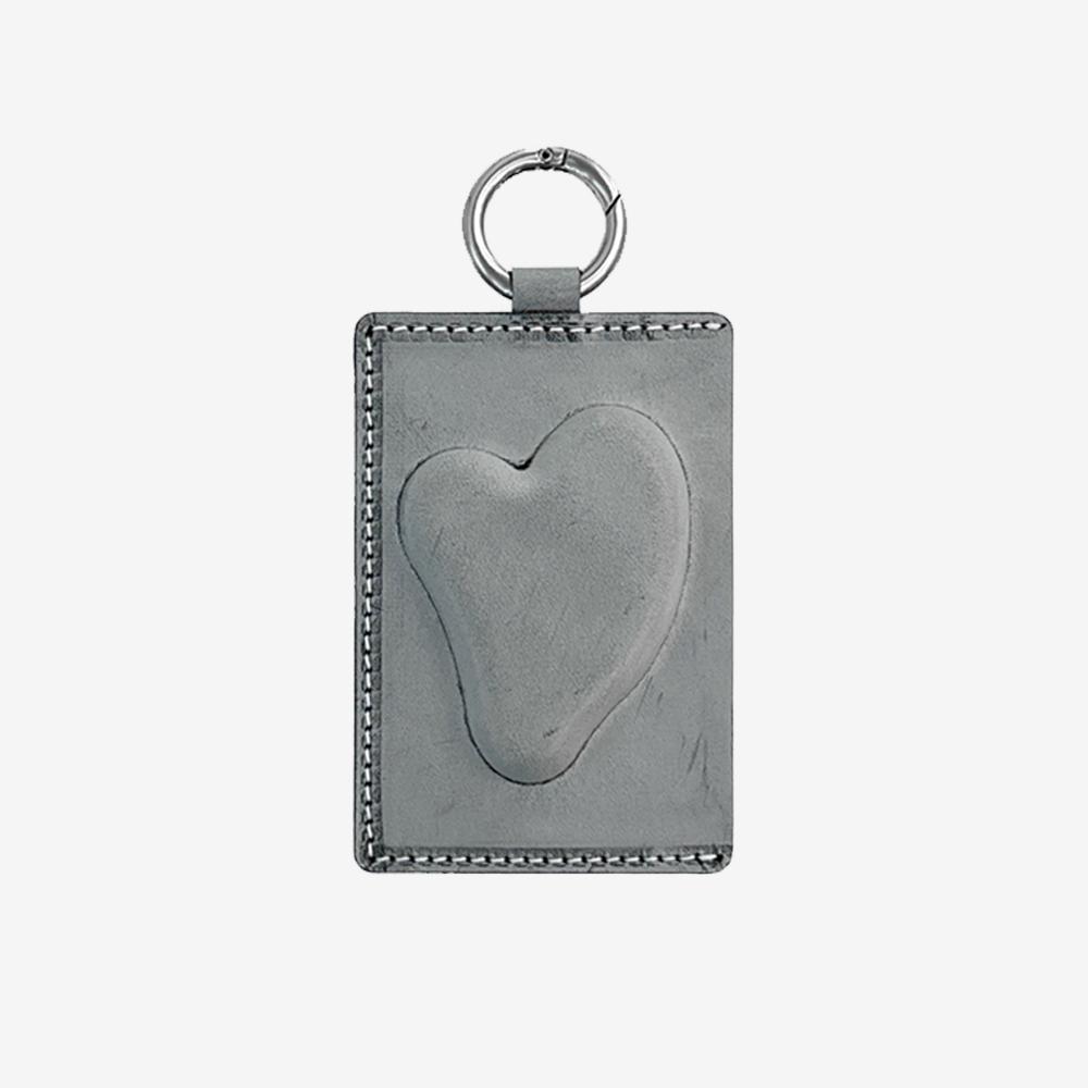 하트 키링 카드 지갑 Heart Keyring card wallet - White wax black