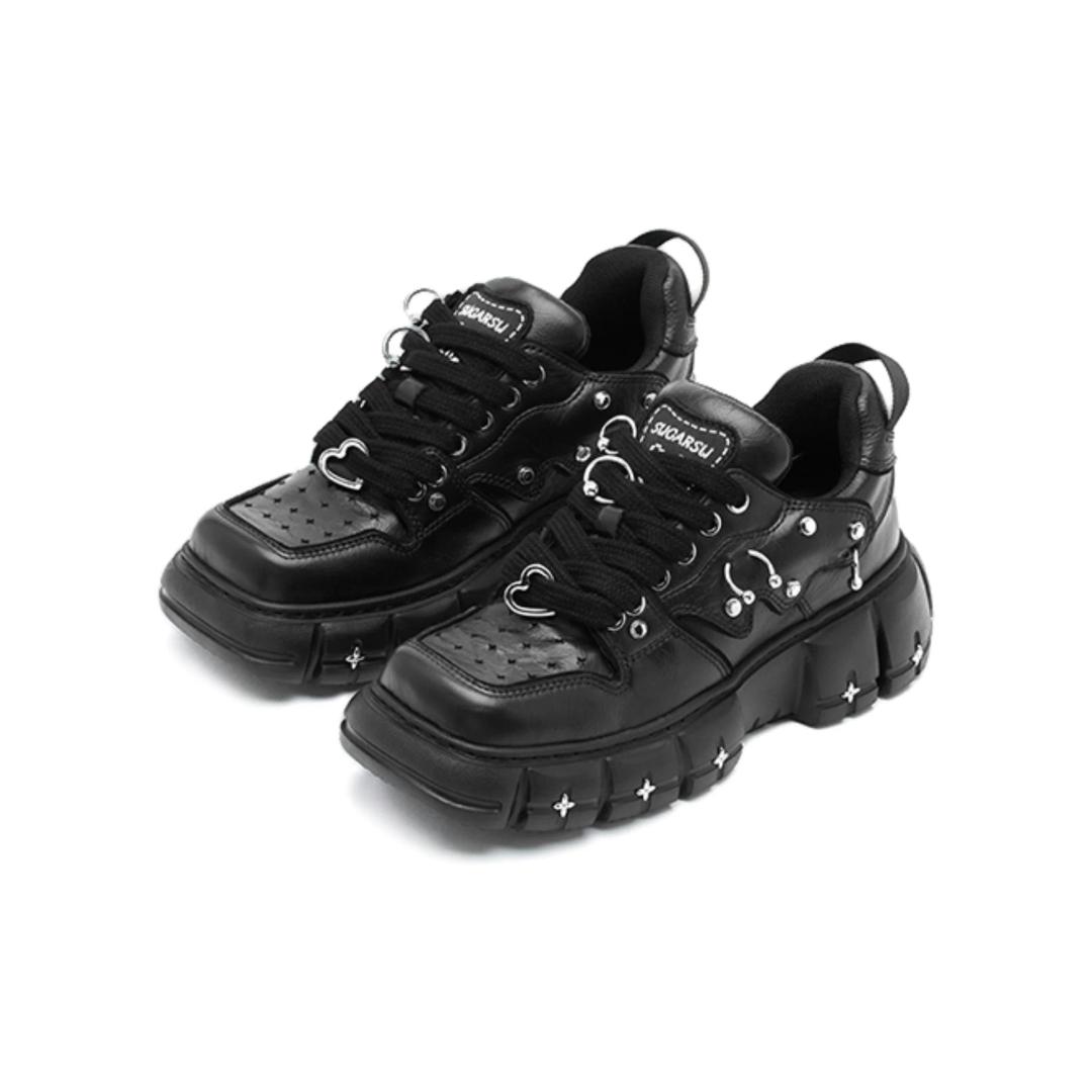 Butterfly Manor Butterfly Dream Series Rivet Embellished Butterfly Sneakers In Black - 35