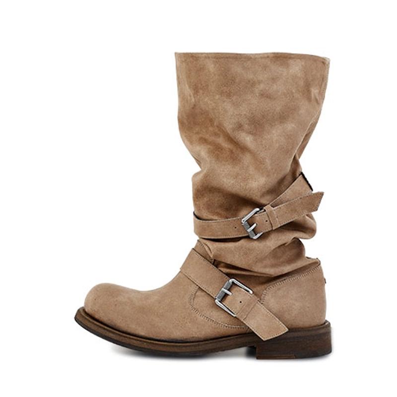 NEGATIVE THREE - [5월16일 예약배송]Slouchy Long Boots_Washed Beige