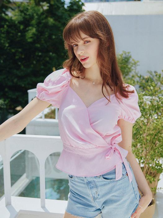 WRAP DETAIL HALF SLEEVES BLOUSE_PINK
