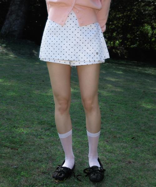 Dot Back Pocket Skirt Pants [Ivory]