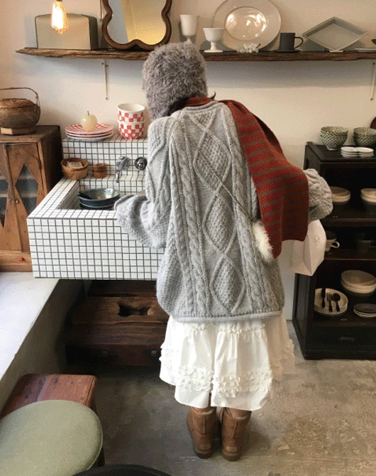 추천! 모야모 꽈배기 라운드 루즈핏 울 knit (3color)