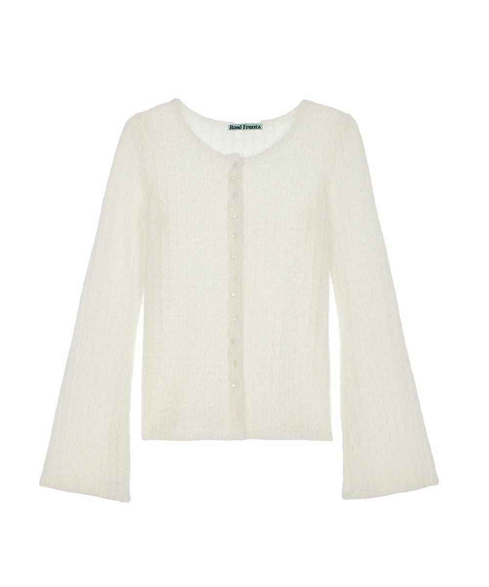 Hairy Slim Fur Cardigan [Ivory]