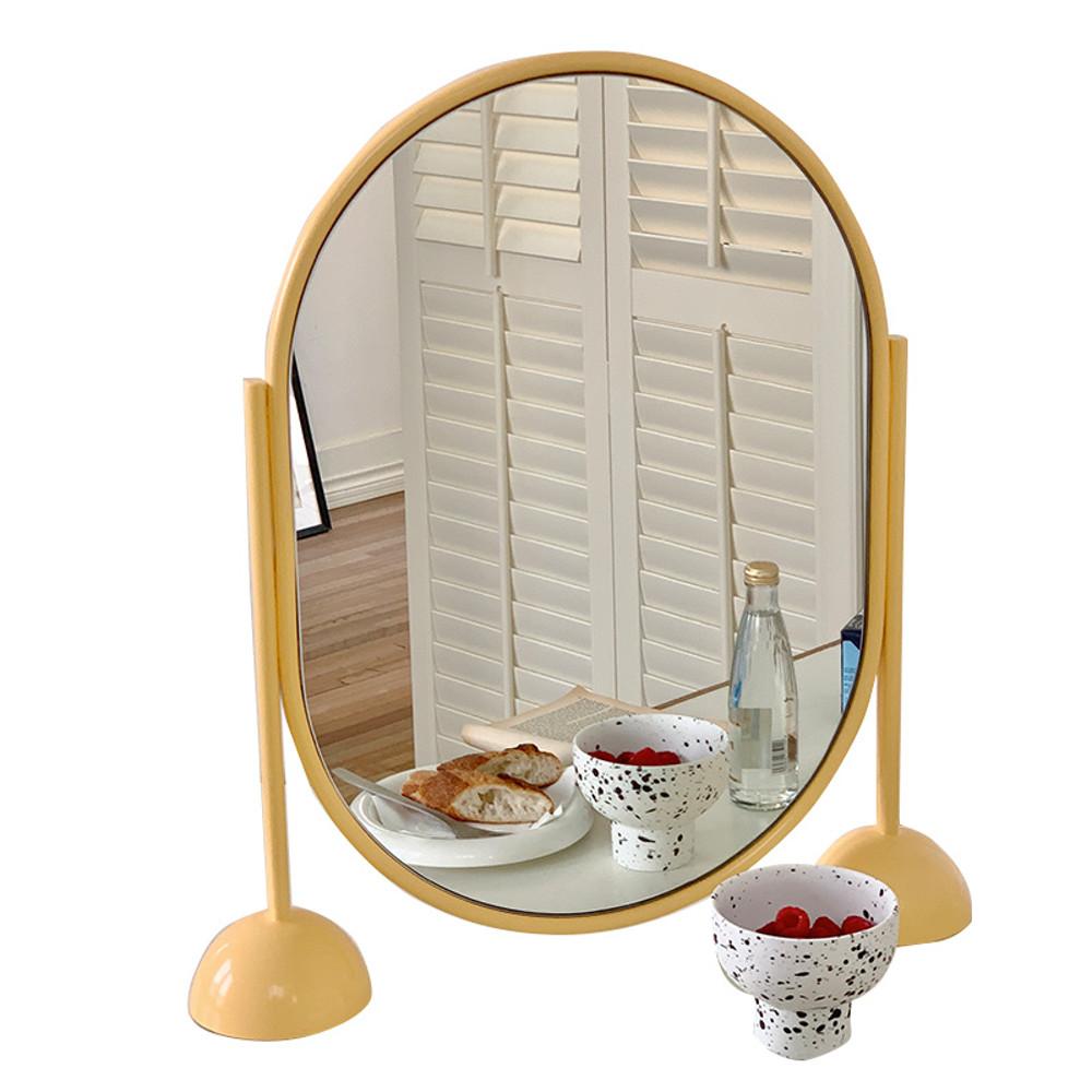 수심 Yellow Vintage Mirror 스탠드 거울 빈티지 화장대 라운드 미러 쇼룸
