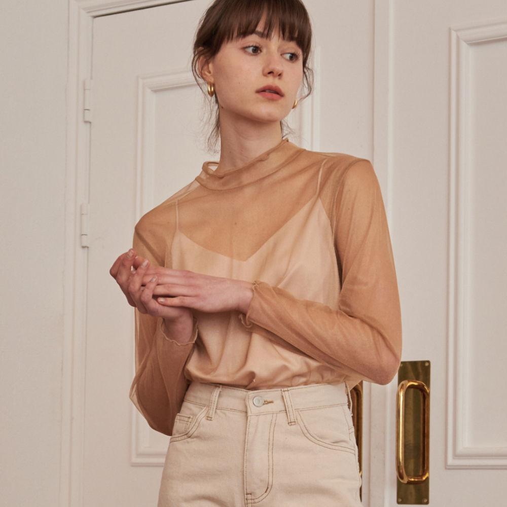 그릴 시스루 블라우스