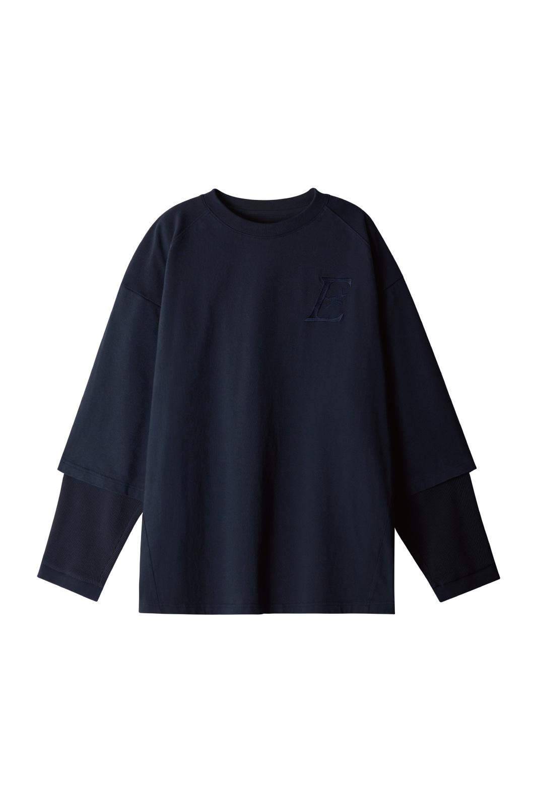 E WAFFLE LAYERED LONG SLEEVE (NAVY)