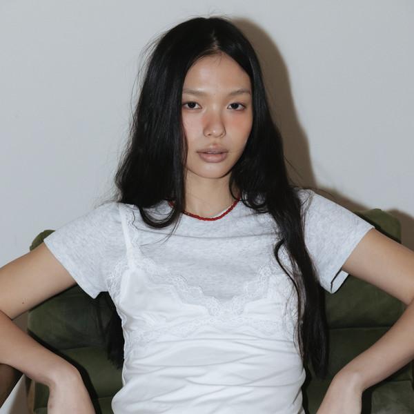 Sheer Ribbed T-Shirt (White / Ivory / Green / Melange Gray / Red / Dark Gray / Navy)