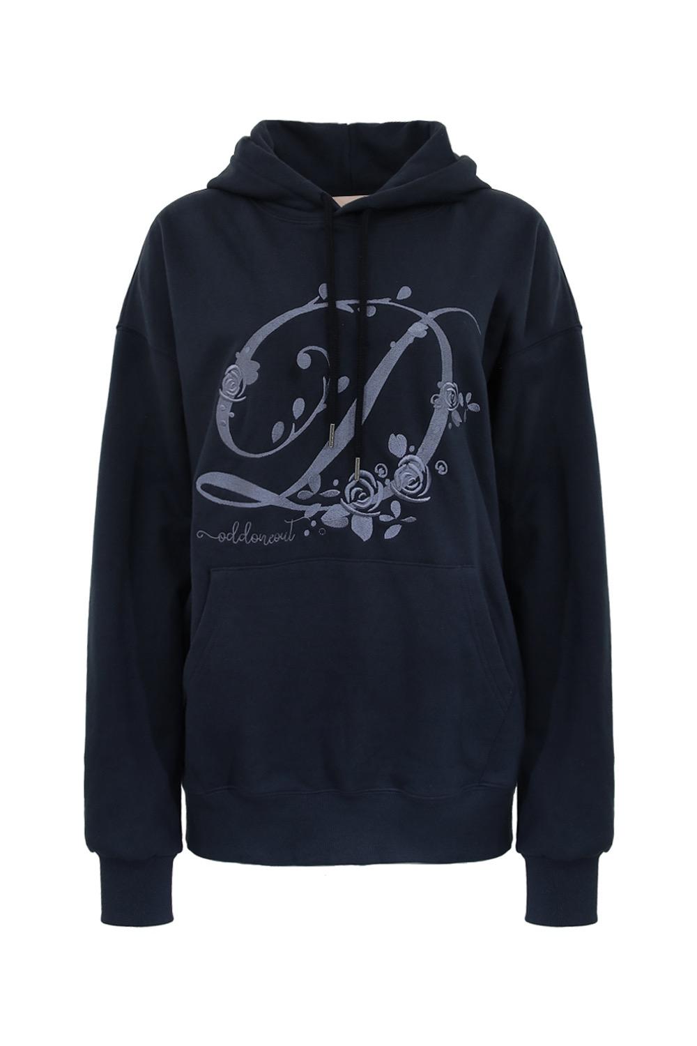 BLOSSOMING ROSE LOGO HOODIE NAVY