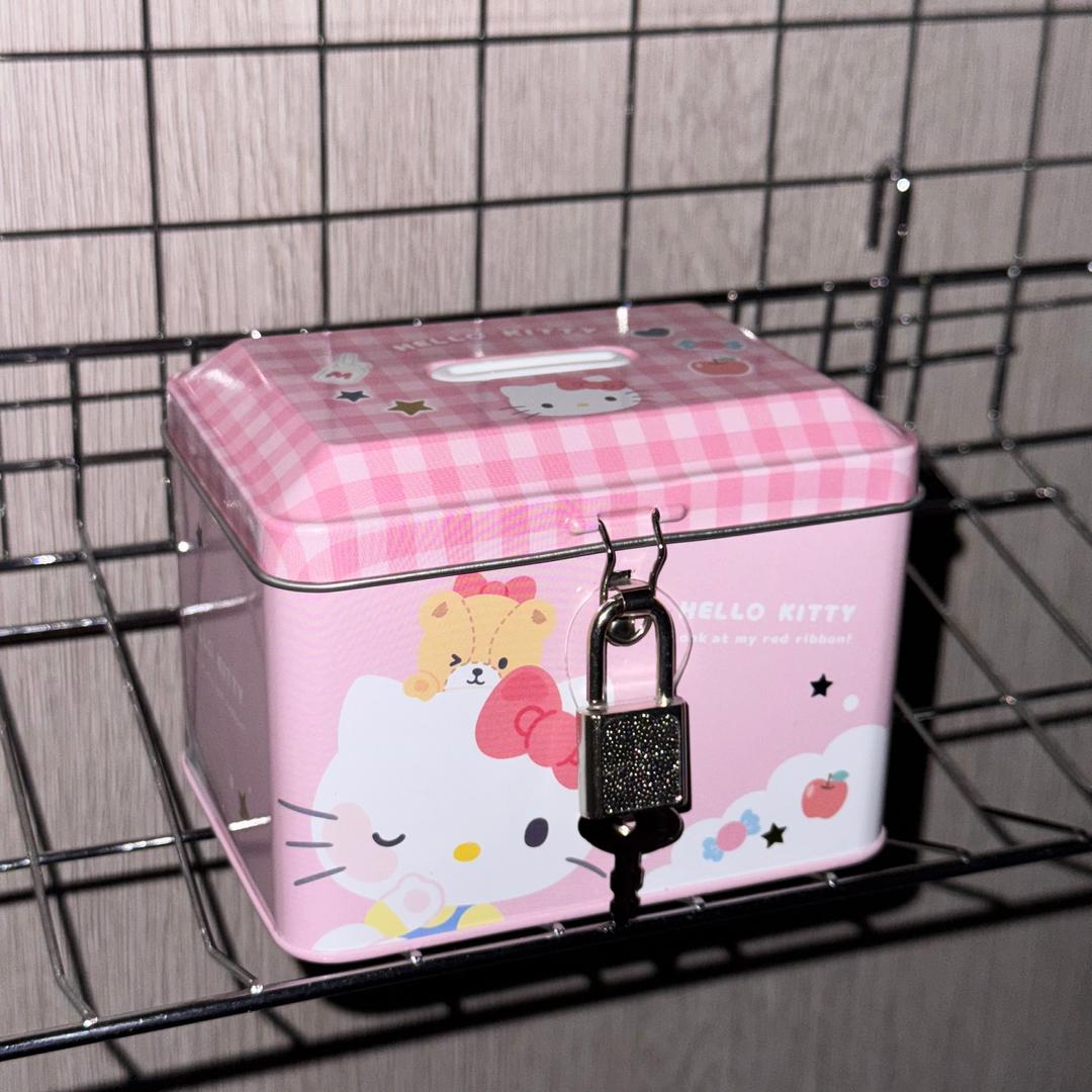 [망키야] 산리오 헬로키티 자물쇠 틴케이스 저금통
