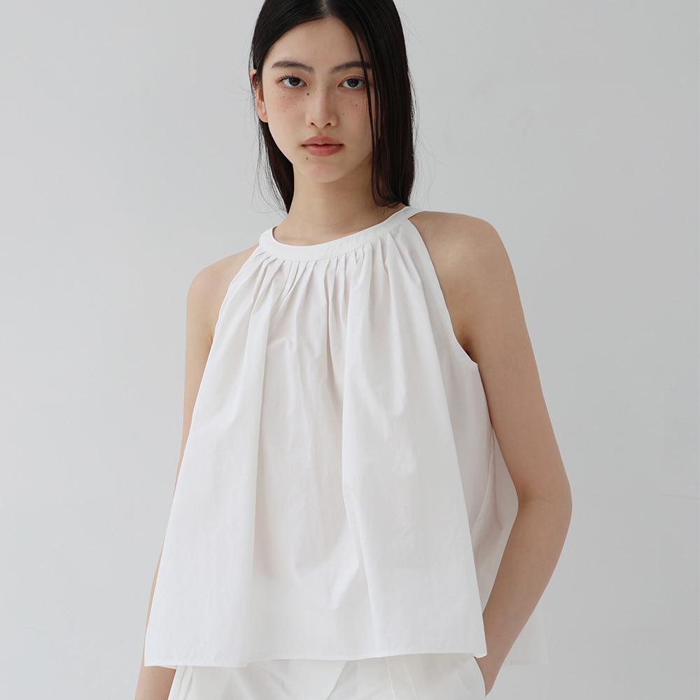 Halter-neck flare blouse_white