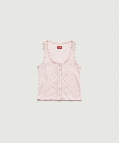 Ravioli Lace-Trim Tank Top_Pink