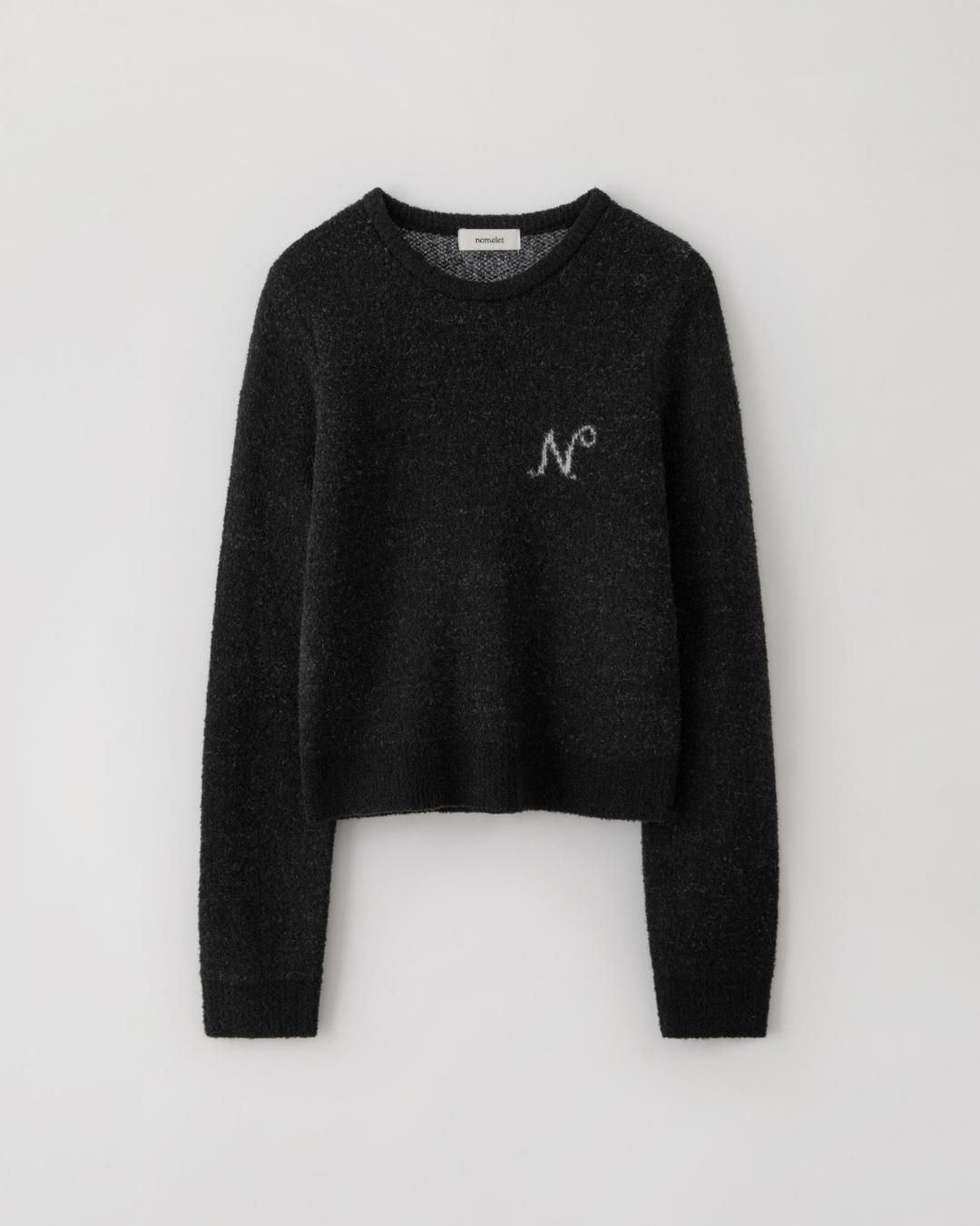 Night 나이트 레터링 니트 - black