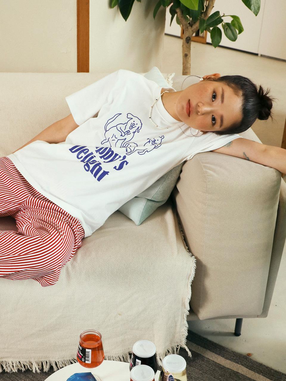 Puppy's delight short sleeve T-shirt white blue