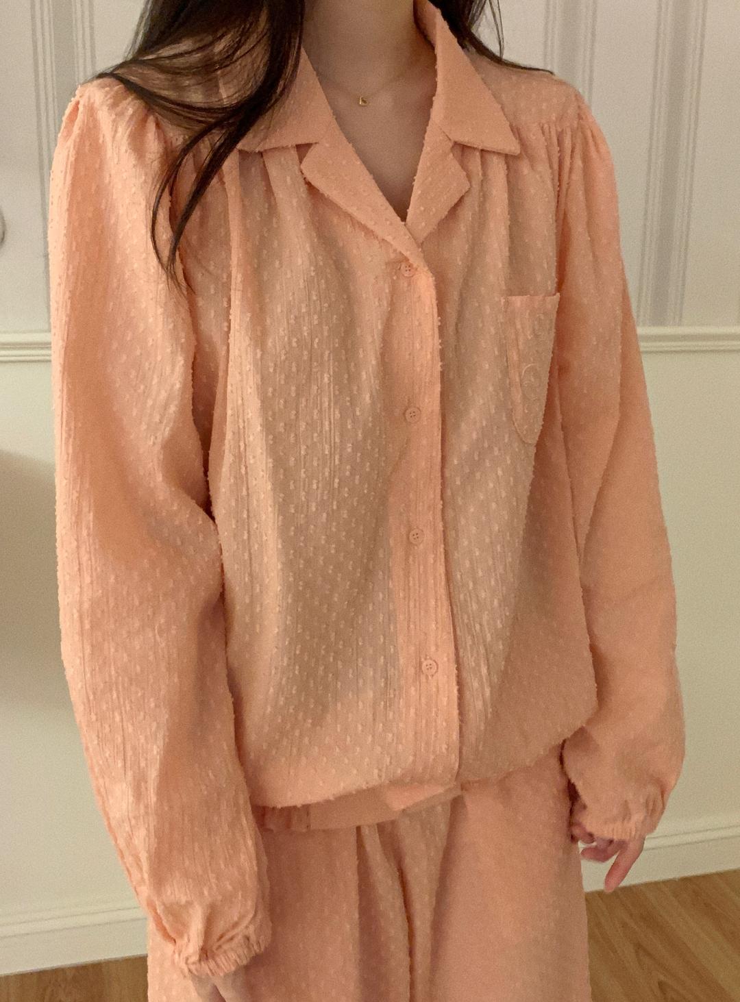 [2차/6월4주차 예약발송][100%COTTON] Hebe blouse pajama set (peach fuzz)