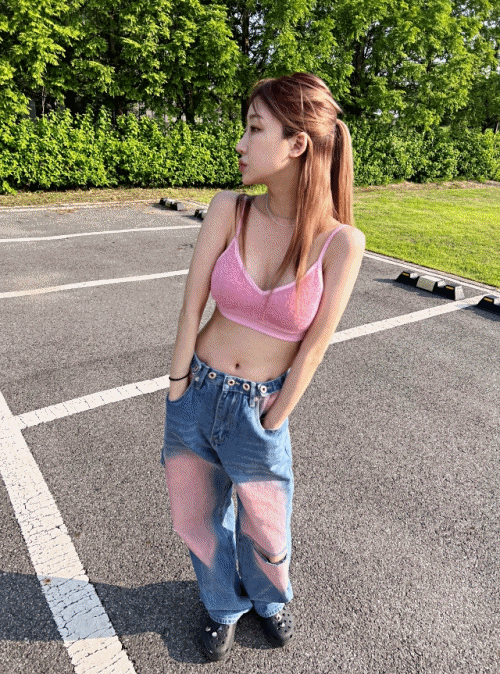 오버핏 핑크 워싱 비죠 데님(44-77size)