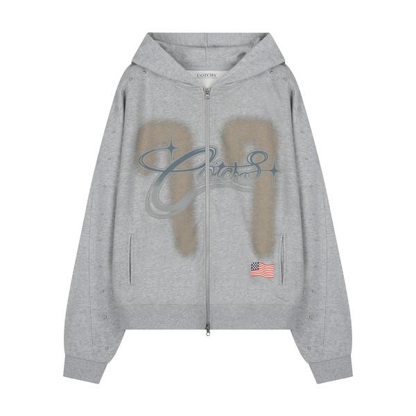 LUCKY77 HOODED ZIP UP(GREY)