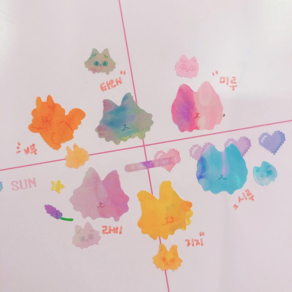 monster cat guardians* jelly aurora sticker ( 6ea )