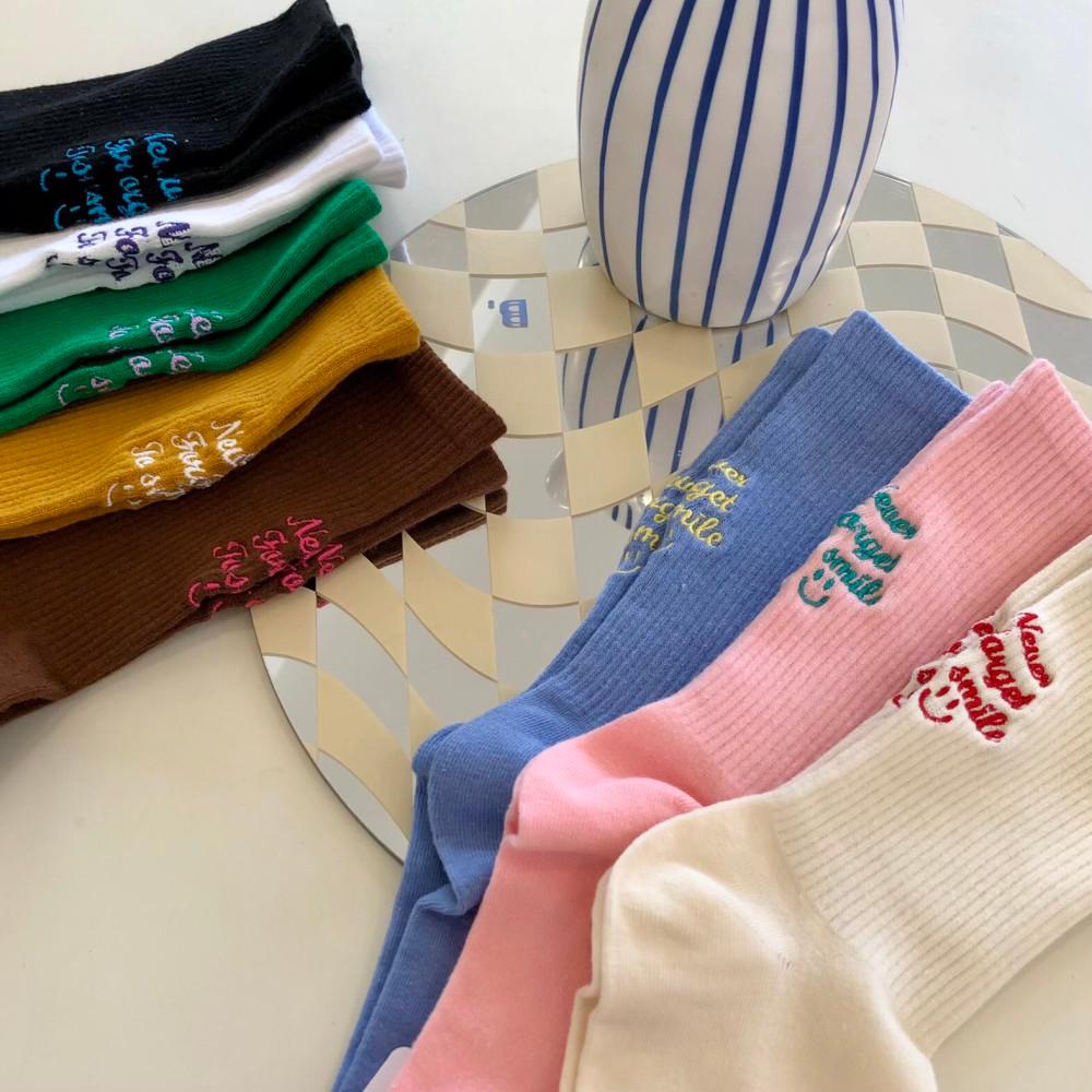 [단품] 젤리 레터링 골지 장목 양말(8color)