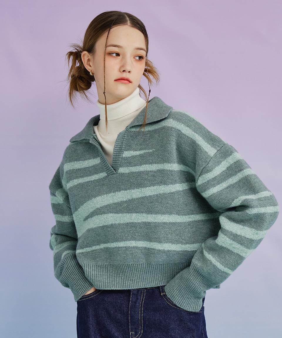 Wave Rise Wool Sweater ( Mintgreen )