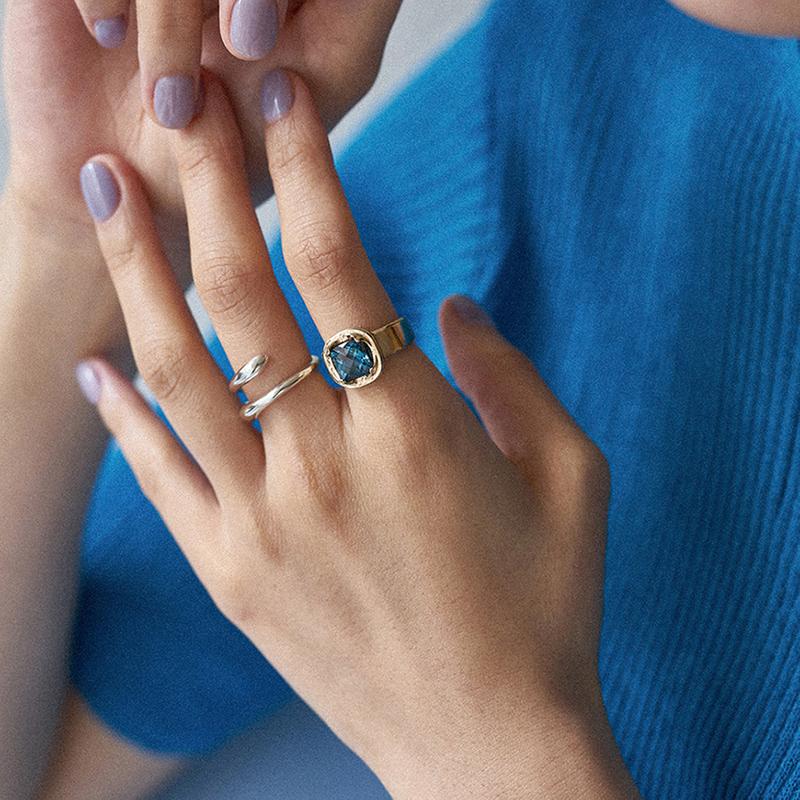 CLA CUSHION GEMSTONE RING GOLD / SILVER