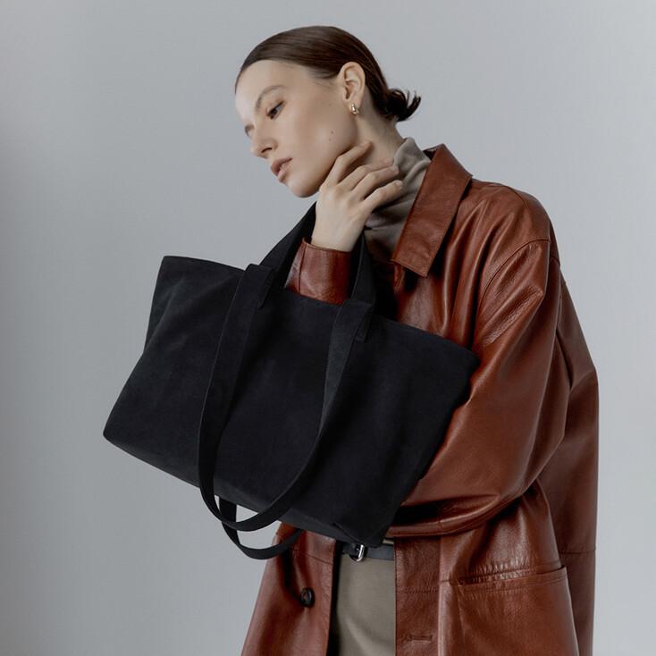 Brick 2way suede bag (Black)