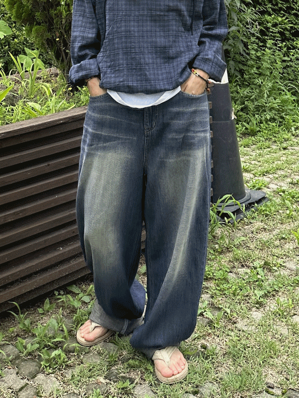 Tiger summer wide denim pants / 타이거 썸머 와이드 데님 팬츠 빈티지워싱 여름 청바지 와이드청바지