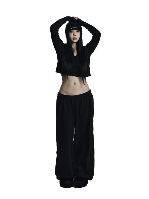 오도어(ODOR)  Molly wide jogger in black - 사이즈 & 후기 | 무신사