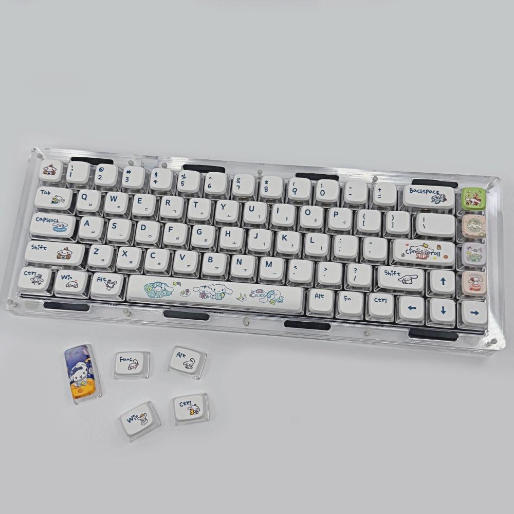 MAS 푸딩 시나모롤 키캡 LED투과 영어/한글각인 한무무키캡 (122키)