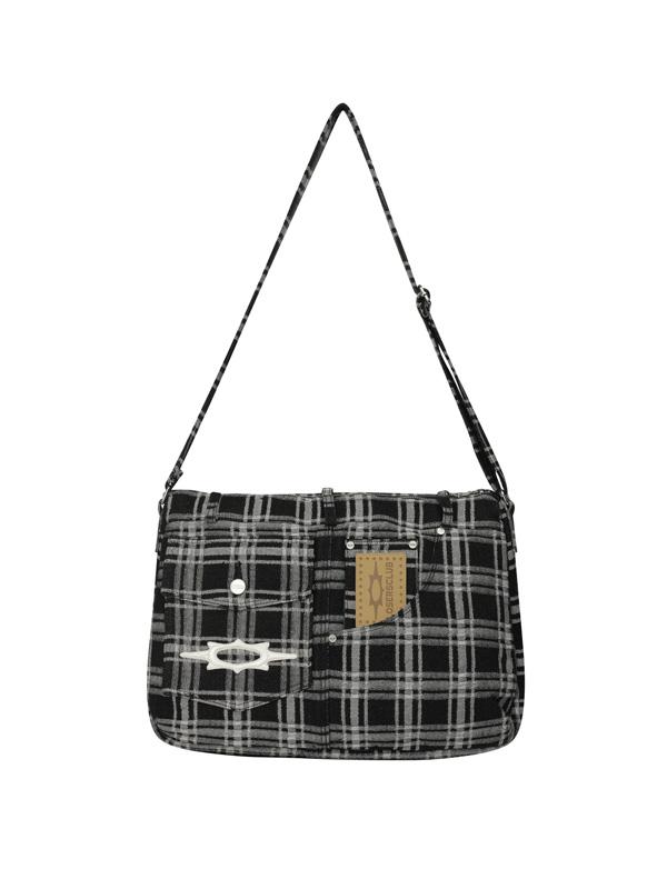 LSC CHECK DENIM CROSS BAG LIGHT (BLACK)