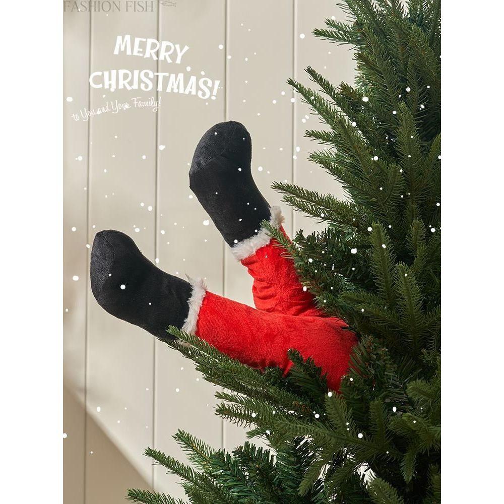 오이오 크리스마스 트리 장식 발빼꼼 산타다리 소품 장식품