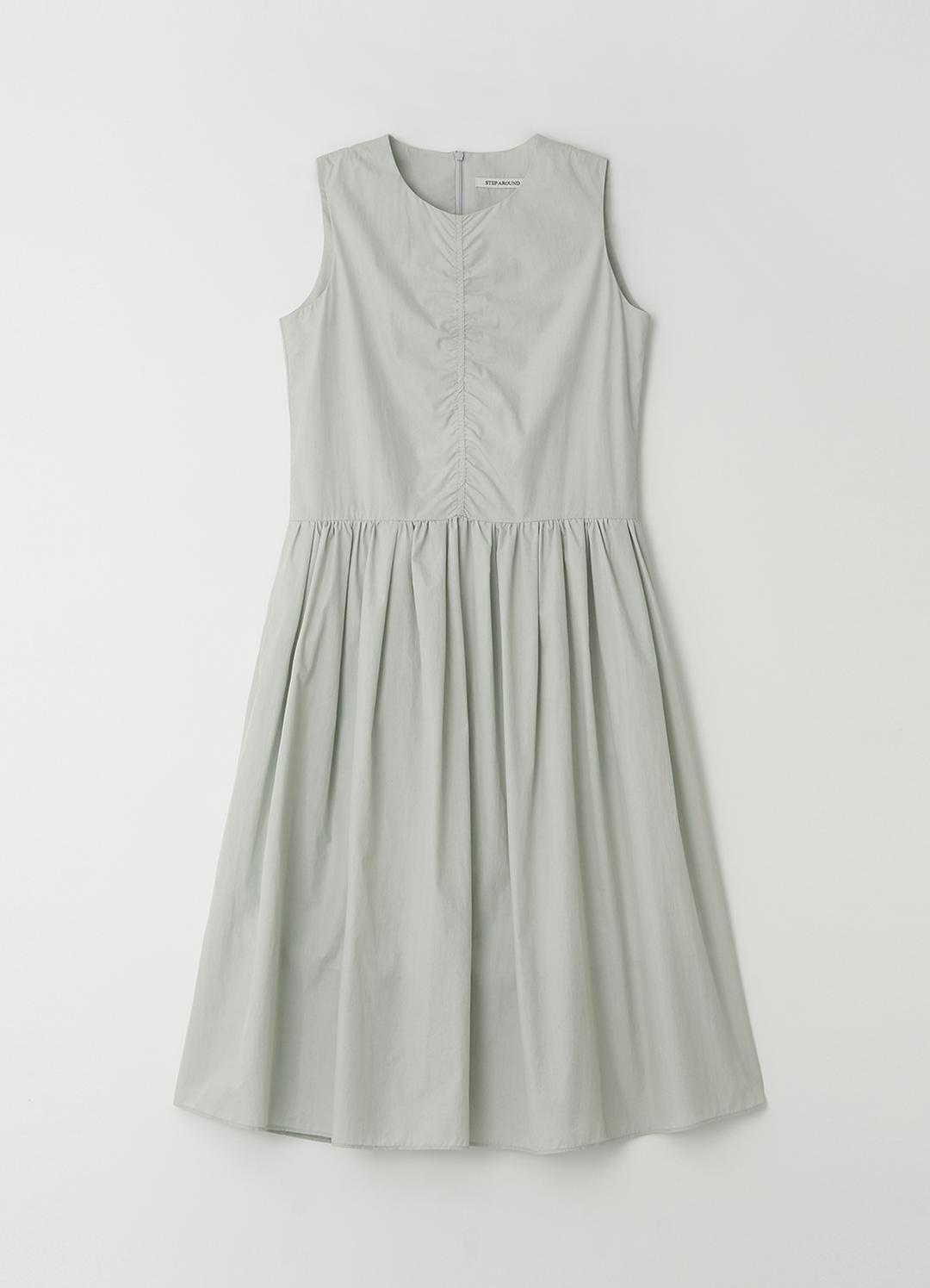 Pleated sleeveless one-piece_MINT GREY