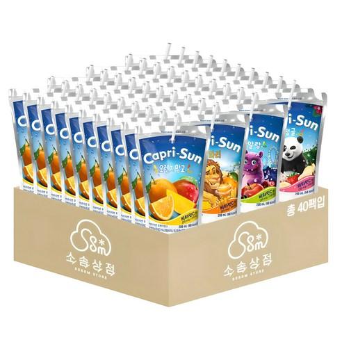 소솜상점 카프리썬 200ml 혼합 40팩 (오렌지망고+사파리+펀알람+정글 각 10팩), 200ml, 1세트